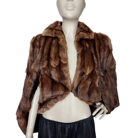 Vintage Harry Levin Co New York Genuine Mink Fur Stole Wrap Cape Jacket M/L/XL